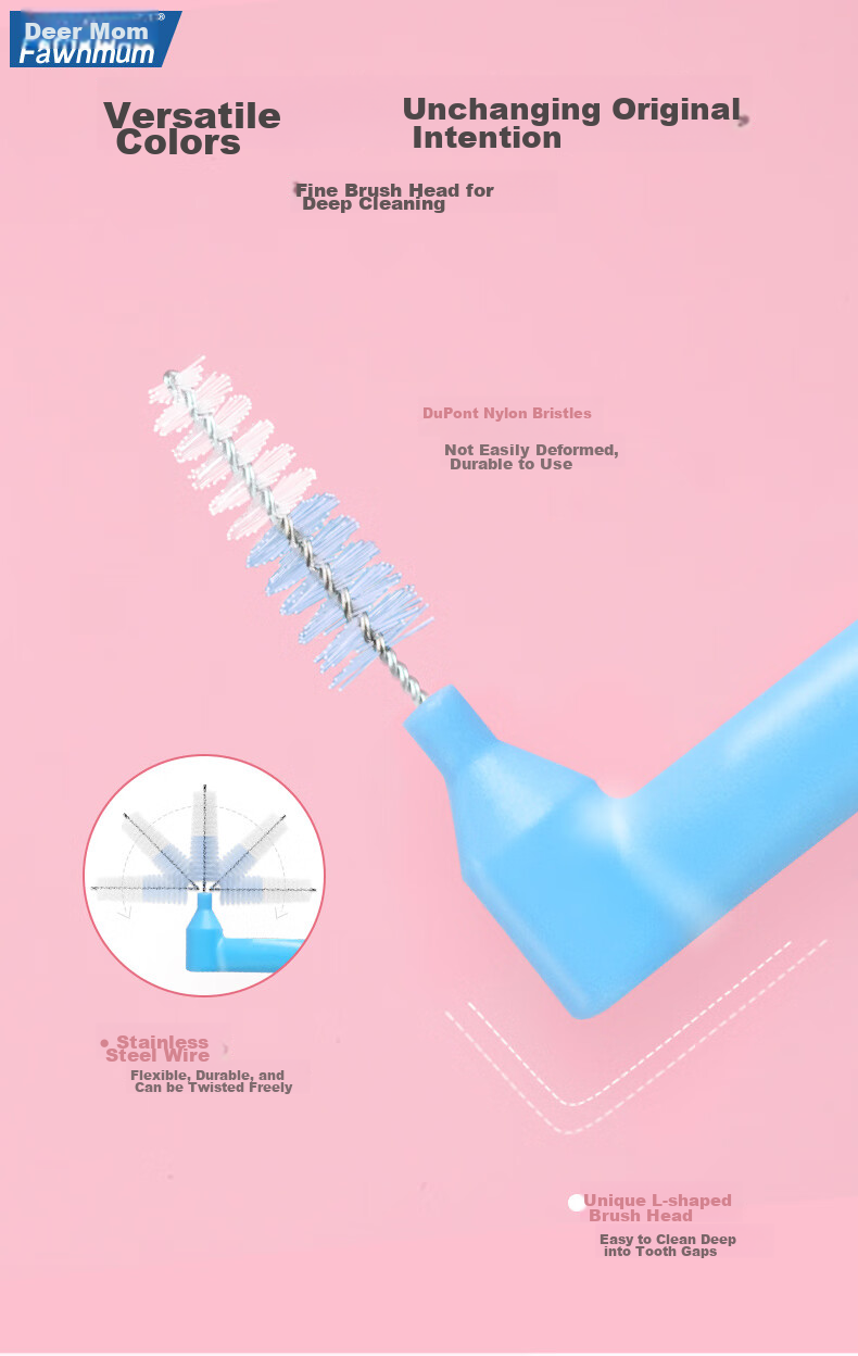 FAWNMUM Ultra-Fine Interdental Brush, Imported Ssss, 20-Pack, L-Shaped Interdental Brush for Deep Cleaning 5
