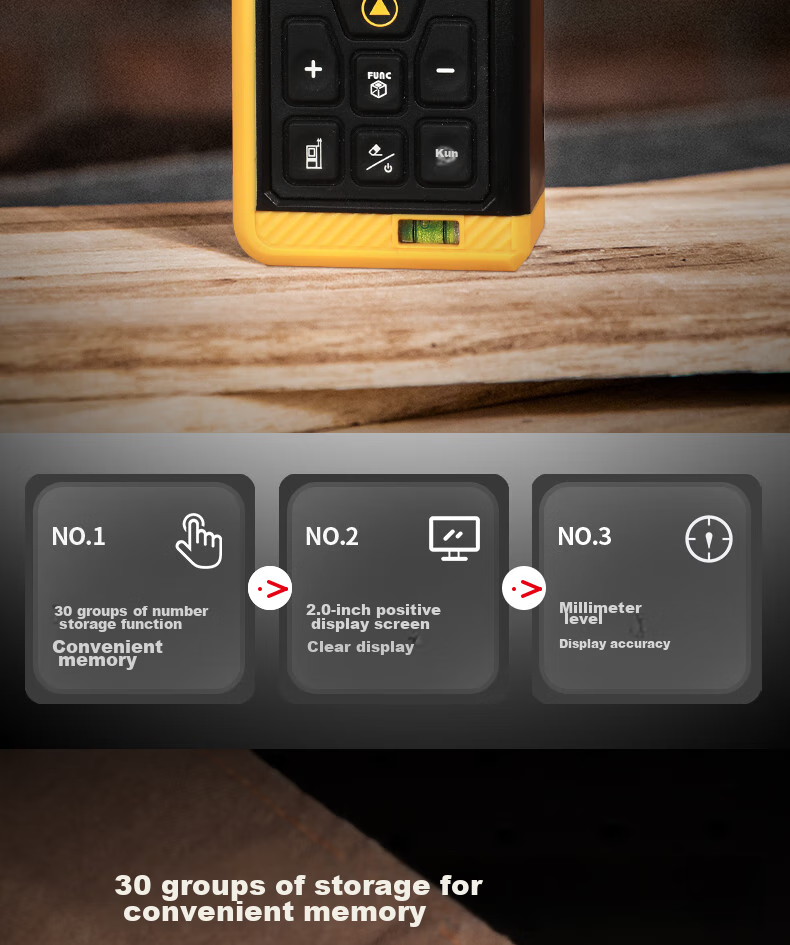 Deli Green Laser Rangefinder, Lithium Battery-Powered Voice-Activated Handheld Device, 120-Meter Range, High-Precision Room Measuring Instrument 2