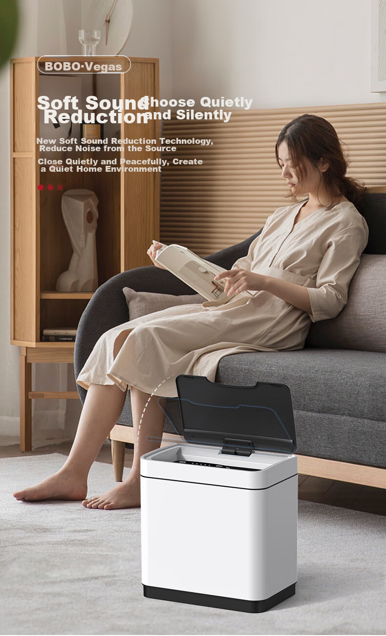 BOBO Stainless Steel Smart Sensor Trash Can, 9L Orange, Gold Electric, for Home Kitchen Living Room Bedroom, with Lid, Large Size, 8826 5