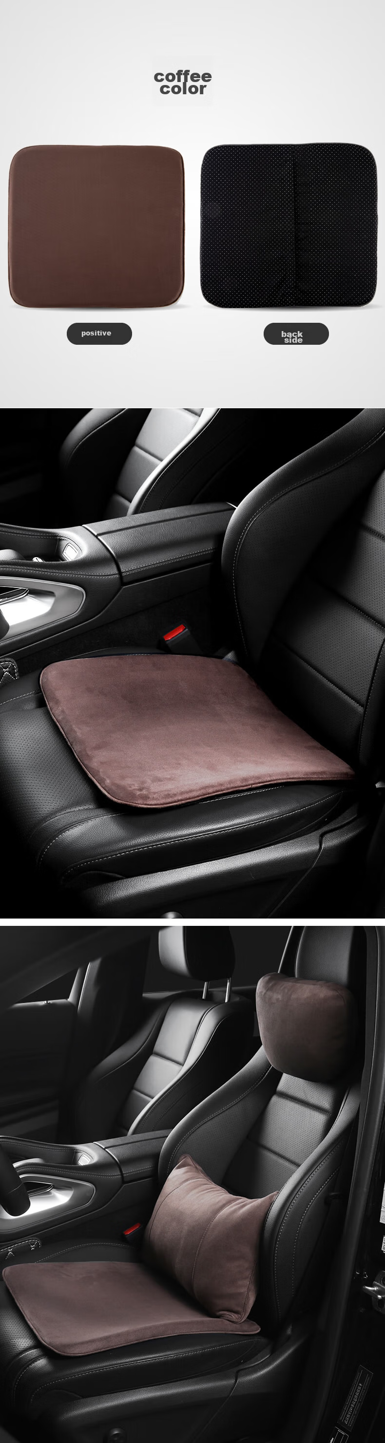 BIMLL Car Seat Cushion, Suede Single Piece, All-Season Universal, Summer And Winter, Memory Foam, Height-Increasing, Breathable for Office And Car Use 10