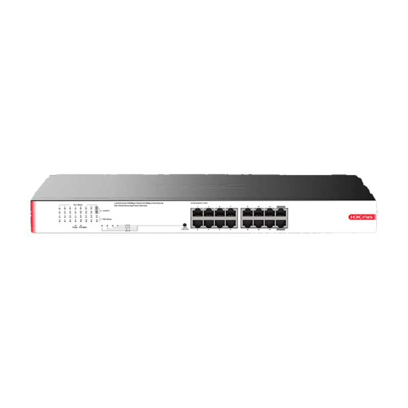 H3C 16-Port Gigabit POE Switch, Unmanaged Enterprise-Grade Switch, Network Cable Splitter, Rack-Mounted, POE Power Supply 225W, S16G-HP