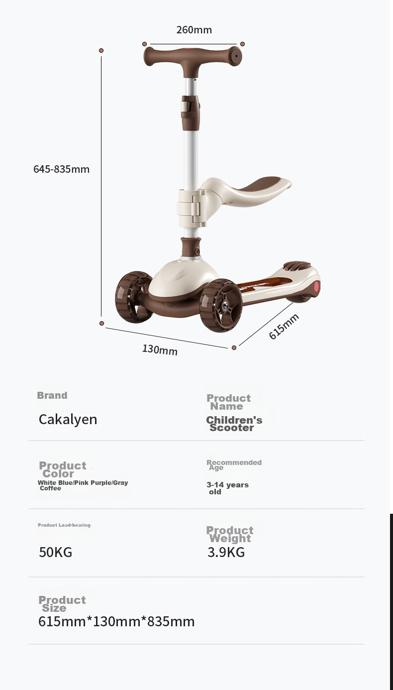 Cakalyen Children's Scooter 2-in-1 Ride-On and Push Scooter for Ages 1-12 Nezha Birthday Gift 8
