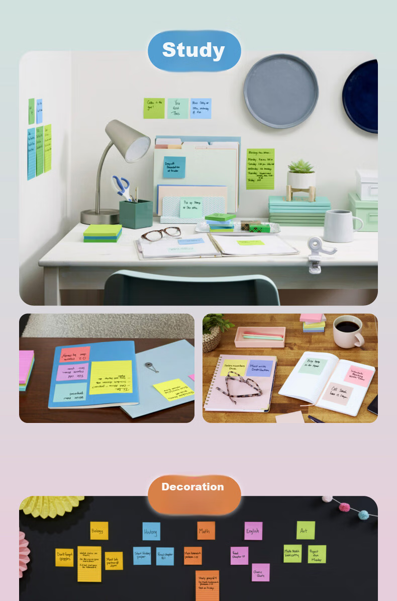 3M Sticky Notes, Memo Pads/Note Paper/Notepad, Office Supplies, School Supplies Stationery, Dureader Fun Series Blue Earth 5 Colors 654-5SST R4 16