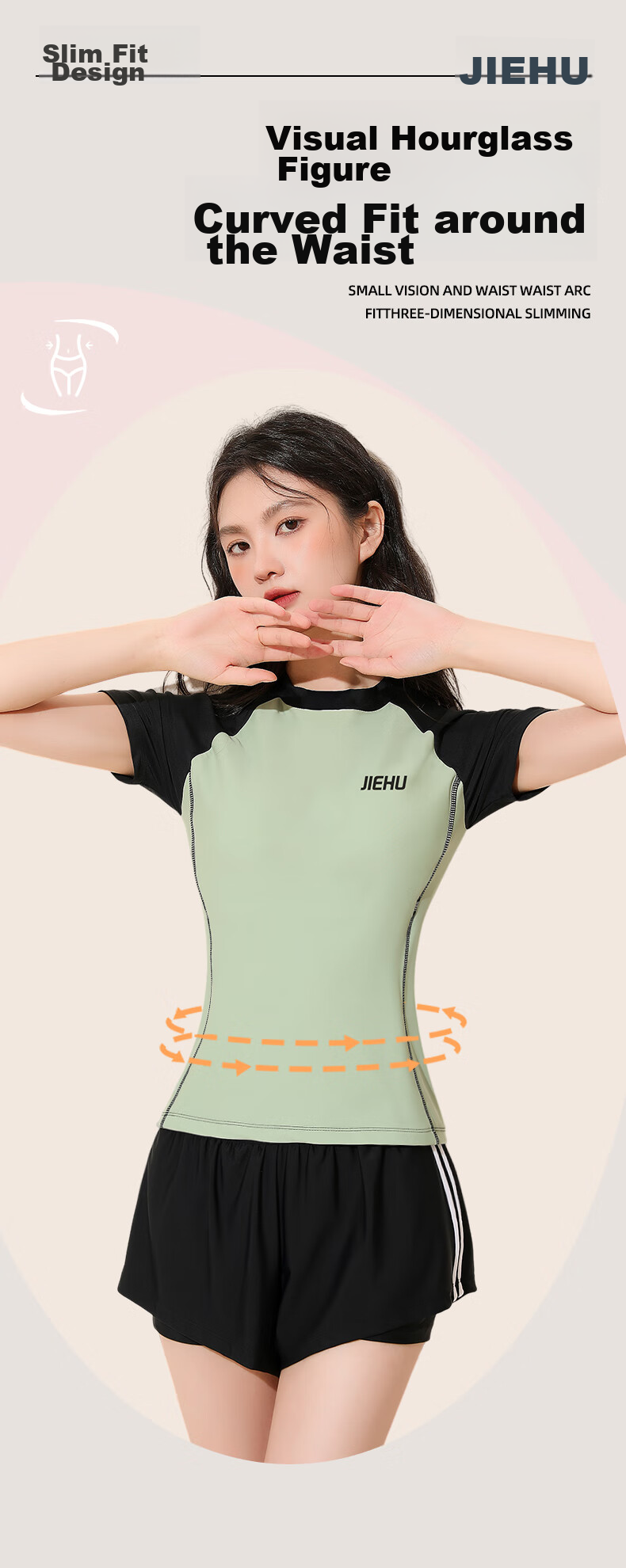 Jiehu Women's Two-Piece Swimsuit, Conservative Swimwear for Hot Springs, Slimming, Chlorine-Resistant, Quick-Drying, Black And Gray, XXL 6
