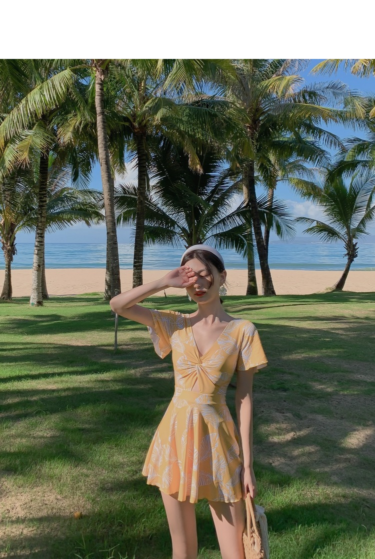 Yimeishan One-Piece Swimsuit for Girls, Plus Size, Slimming, 2026 New Style, Skirted Conservative Beach Vacation Swimwear, Hot Spring 12