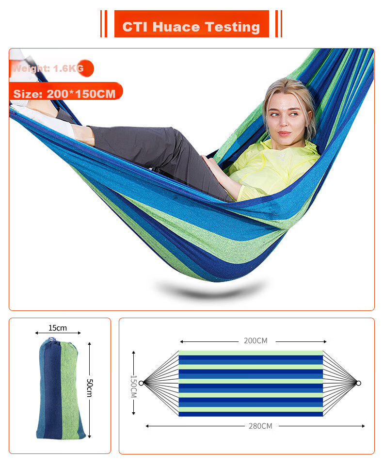 TAN XIAN ZHE Outdoor Camping Leisure Thickened Wide Canvas Hammock, Indoor Curved Wood Anti-Rollover, Single Red Crescent Hammock 15