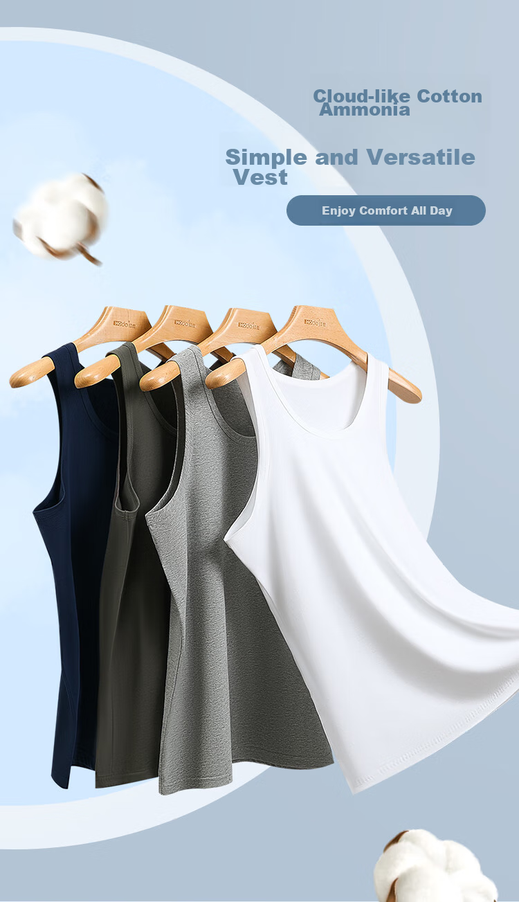 Hodo Men's Solid Color Soft Cotton Sleeveless Undershirt, Round Neck Breathable Sports Tank Top 1