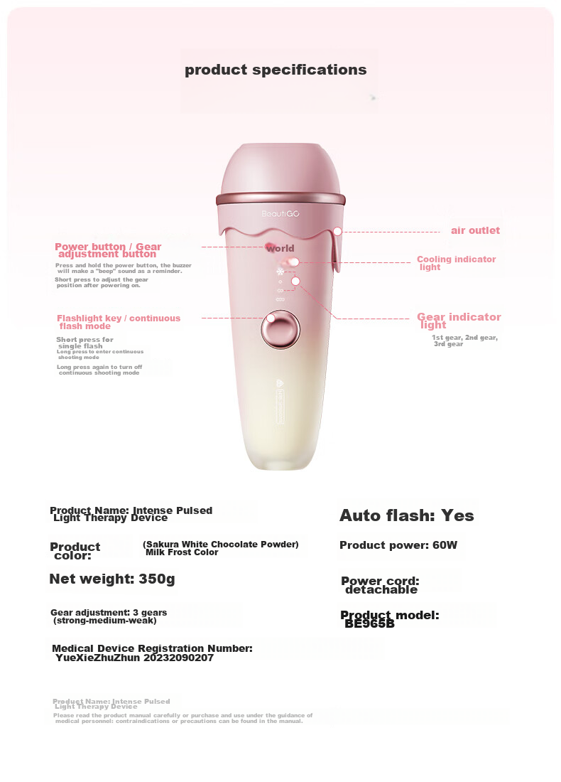 Beautigo MAX Ice Cream Hair Removal Device with Sapphire Constant Ice IPL, Home Hair Shaver for Private Areas, Birthday Gift, Valentine's Day Present for Girlfriend 7