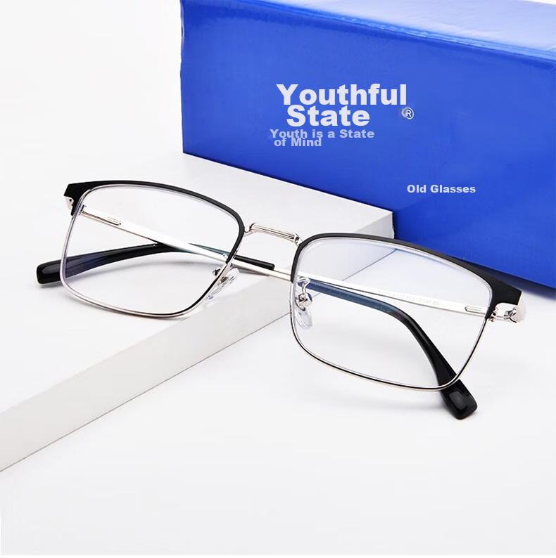 Nianqingtai Reading Glasses for Men, High-Definition Metal Full-Frame Business Anti-Blue Light High-Quality Presbyopic Glasses 668+300 Degrees 3