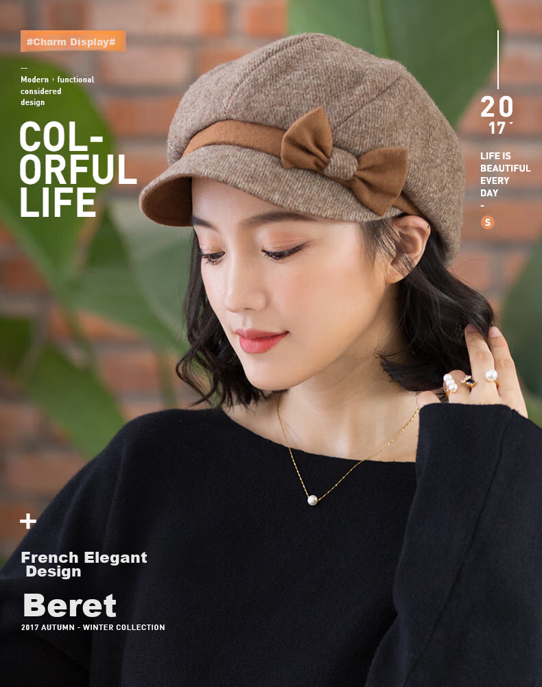 677888 Hat for Women, Spring Fashion Stylish Beret, Octagonal Hat, Retro Korean Style British Simple Versatile, Hat + Scarf 1
