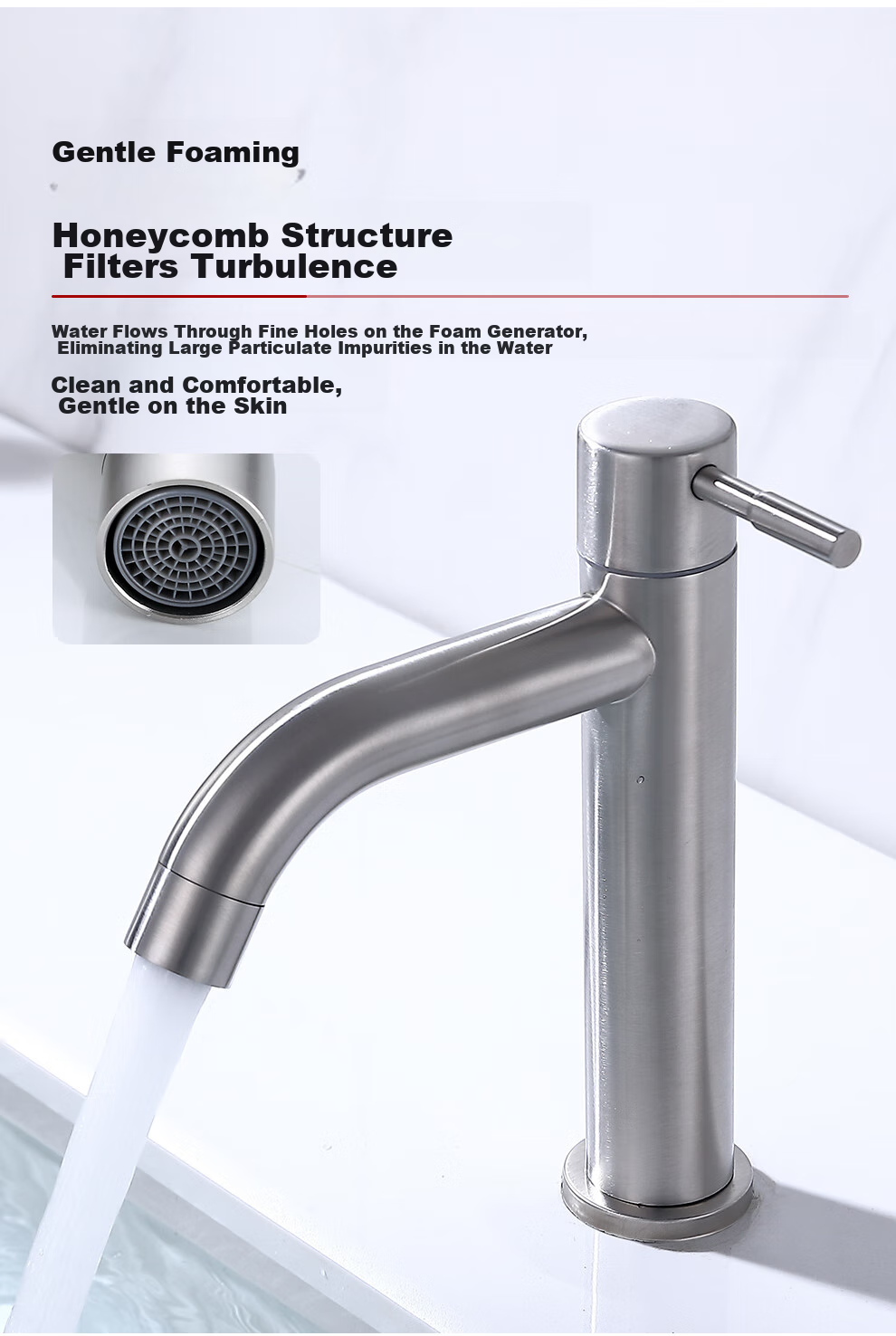 CVBAB Basin Faucet Single Cold, Bathroom Sink Faucet, Washbasin Faucet, Face Basin Faucet, 304 Stainless Steel CV1508N 6