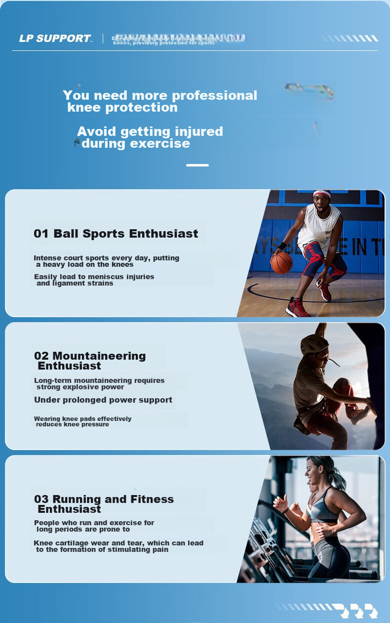 LP Sports Knee Brace with Spring Support for Basketball, Running, Badminton, Lightweight Breathable Meniscus Ligament Injury Protection Gear 3