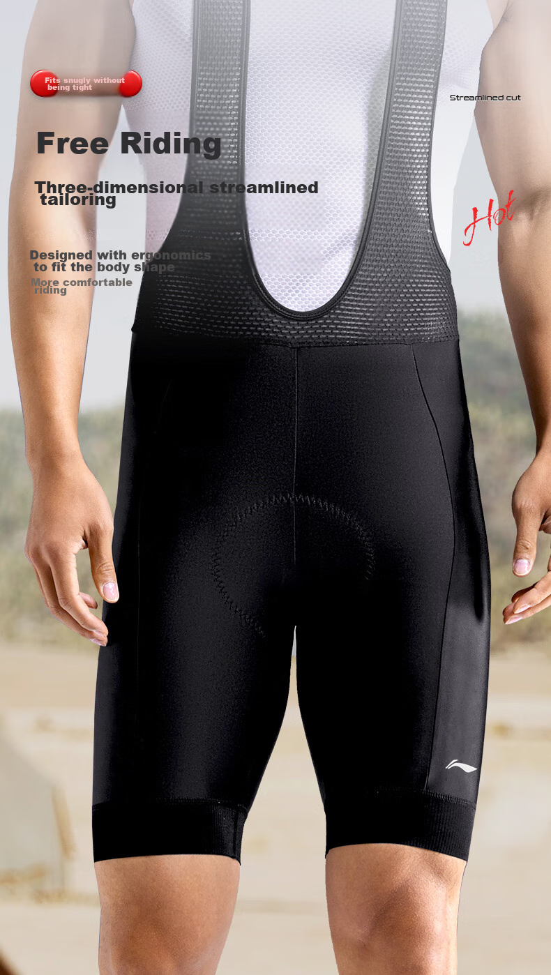 Li-Ning Bicycle Bib Shorts for Men And Women, Summer Quick-Dry Breathable Road Bike Mountain Bike Cycling Shorts with Shock-Absorbing Underwear Equipment 4
