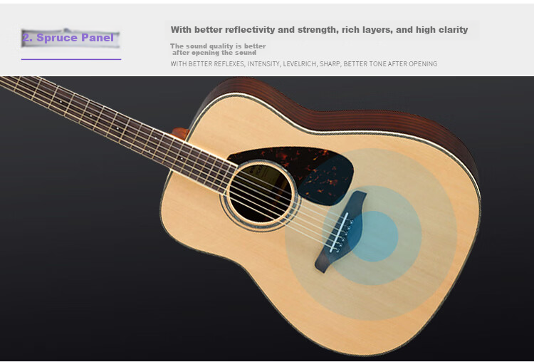 YAMAHA FG830TBS Acoustic Model Solid Wood Top Beginner Folk Guitar, Rounded Corner Guitar, 41-Inch Brown Gradient 17