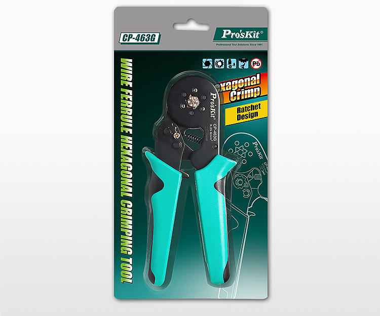 Pro'sKit CP-463G Self-Adjusting European Tube Terminal Crimping Pliers, Professional Electrician Wire Crimping Tool (Hexagonal) 12