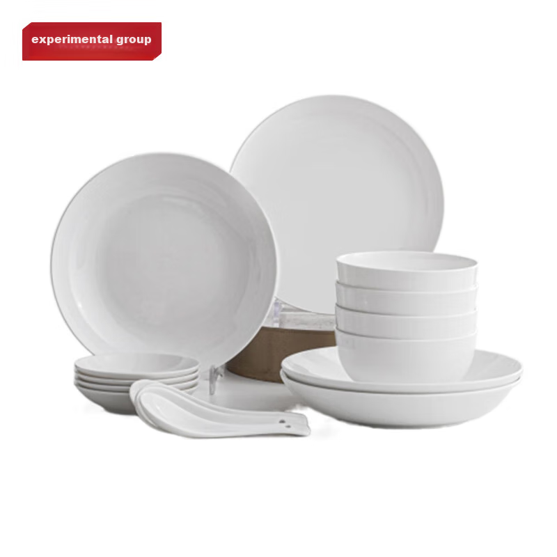 JD Jingzao, Complete Set of Bowls And Plates, Housewarming Porcelain Dinnerware Set for Home Use, Pure White Bone China, 16 Pieces