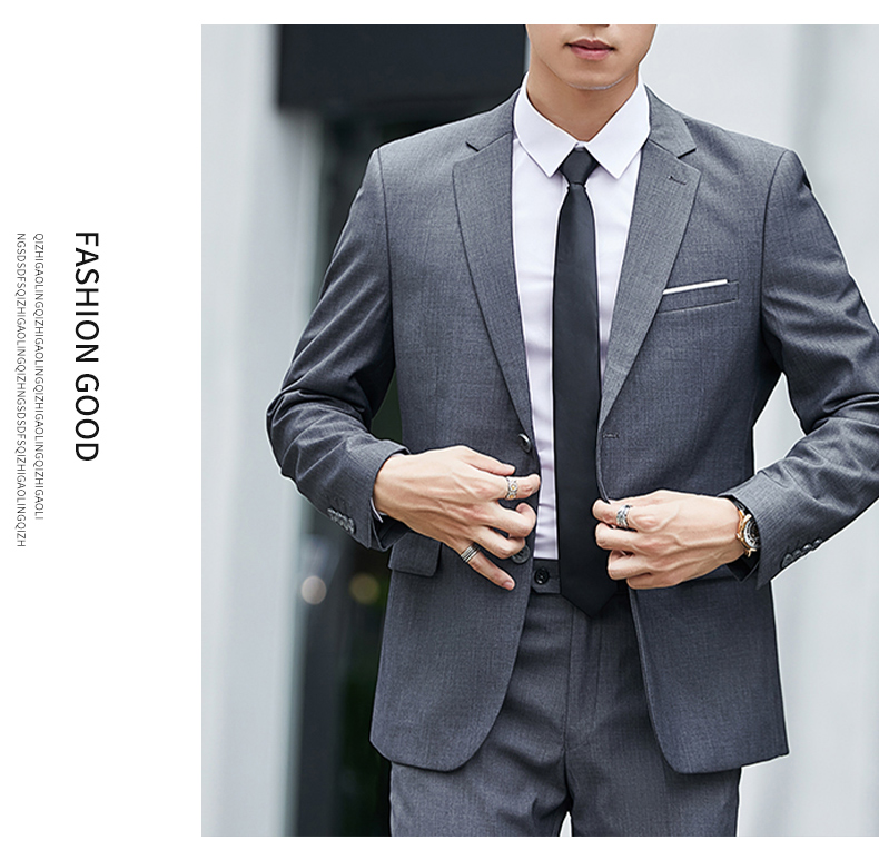 ROMON Men's Suit Set, Business Slim Fit Formal Wear, Wedding Suit, Men's Clothing Three-Piece Set, 2318 Black XL 13