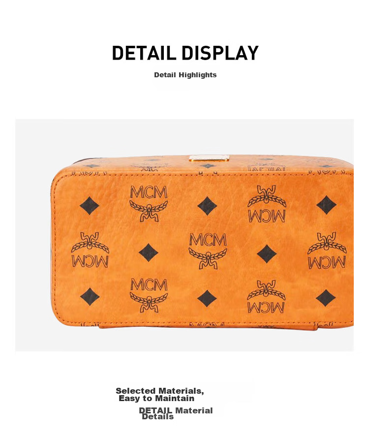 MCM ROCKSTAR Medium Handbag, Crossbody Bag, Makeup Bag, Box Bag, Cognac Color, Gift 8