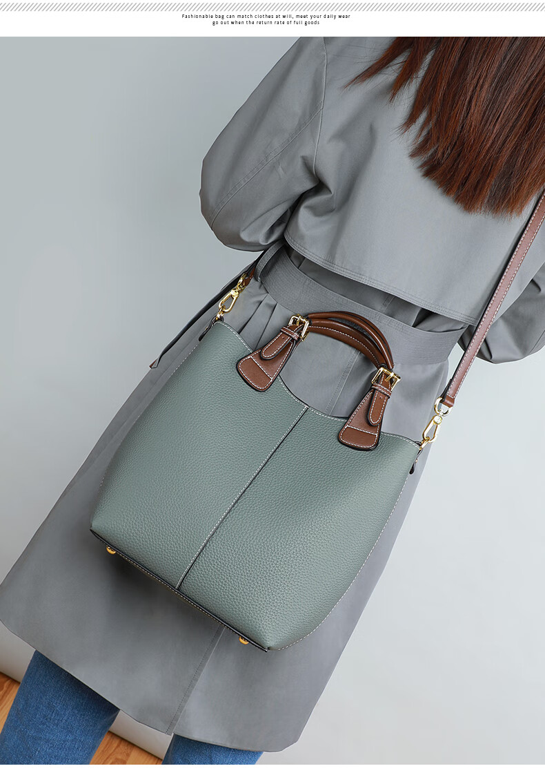 Viney Leather Handbag, Large Capacity Bucket Bag for Women, Luxury Tote Bag, Practical Birthday And Mother's Day Gift for Mom 9