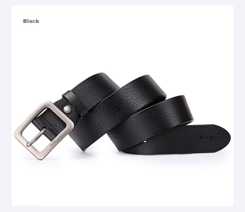 JEEP SPIRIT Men's Belt with Pin Buckle, Top-Grain Leather, Casual Business Trouser Belt, Birthday And Father's Day Gift for Young And Middle-Aged Me 15