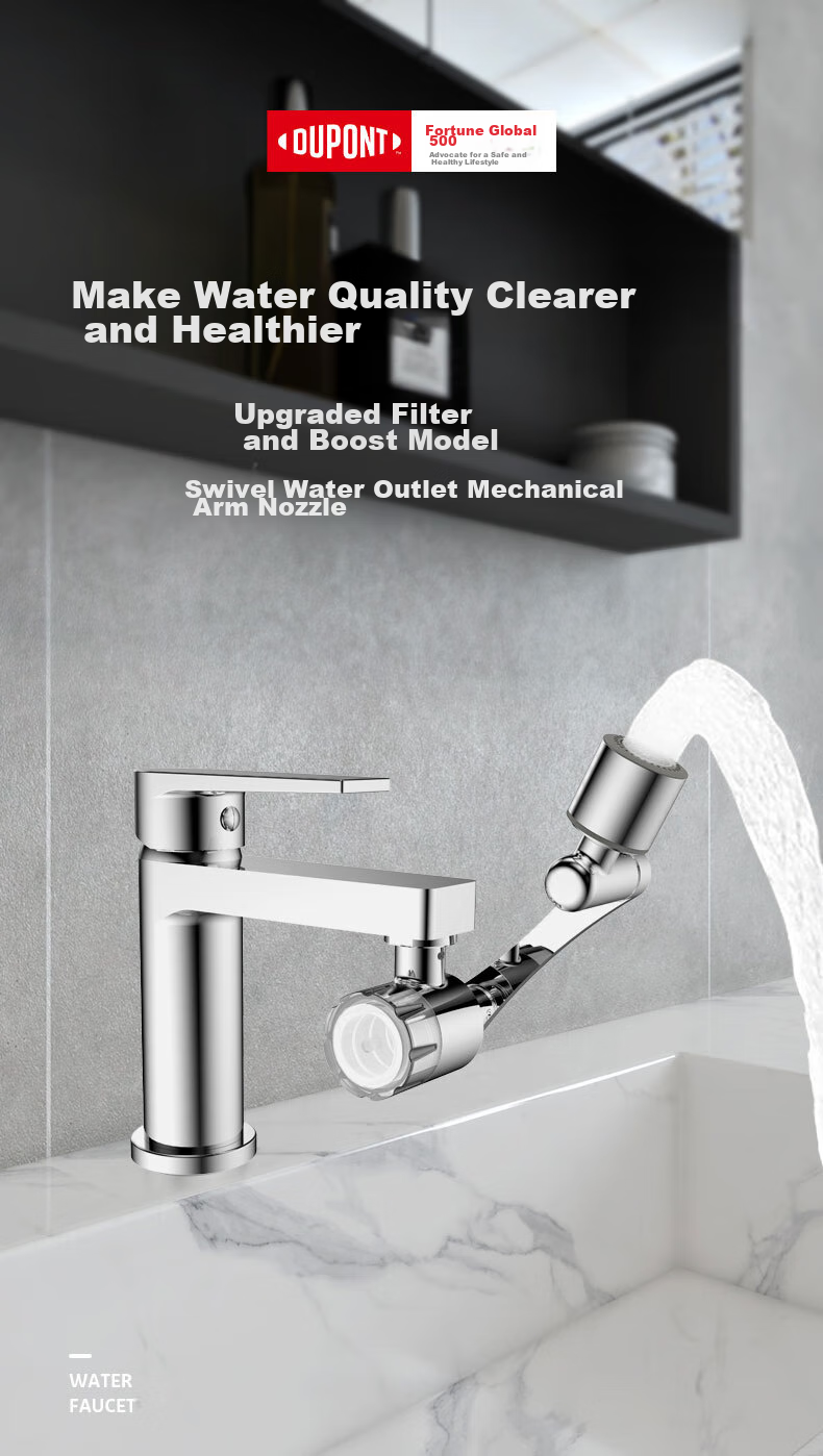 DU PONT Faucet Aerator Filter Extender, Universal Rotating Mechanical Arm Filter Faucet Q011PW 1