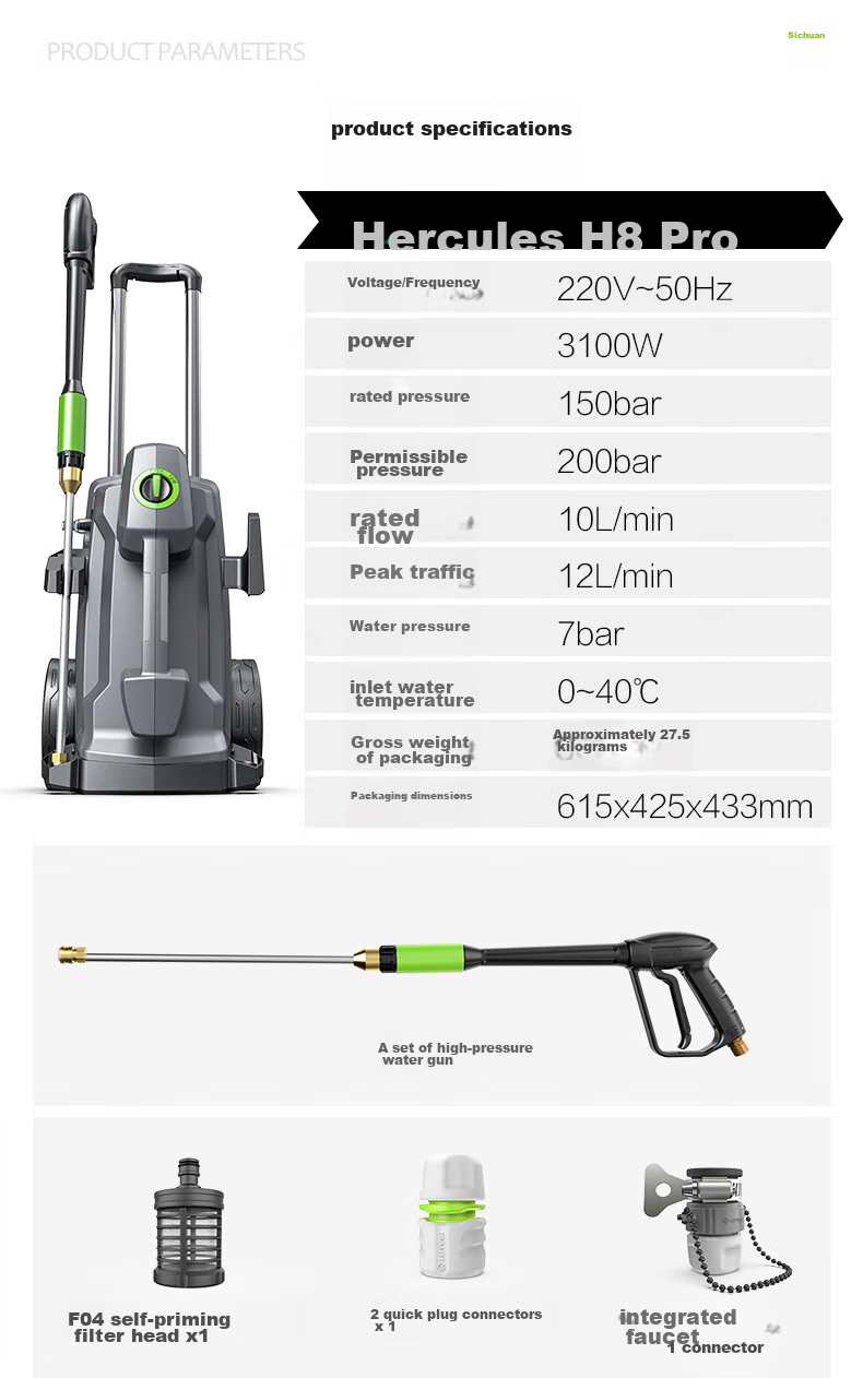 LUTIAN High-Pressure Car Washer, Garden Cleaning Powerful Flush Spray Gun, Washing Machine, High-Power Car Cleaning Tool, Household Hercules 14