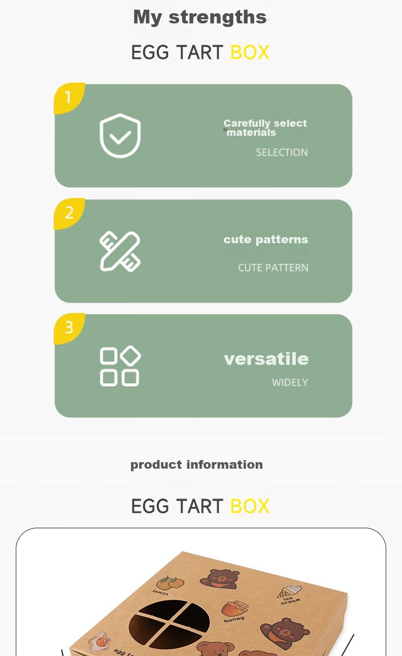 Edo Egg Tart Packaging Box (4 Pieces), Thickened Baking Snack Packaging Box, Egg Yolk Pastry Takeaway Box [20 Pieces] 2