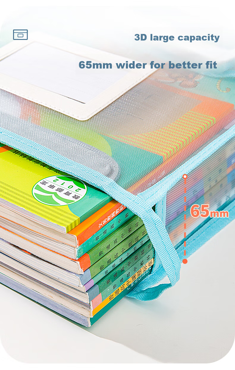 Jindeli L-Shaped Subject Classification Bag, A4 Zipper File Folder, Elementary to High School Student Homework Bag, Book Bag, Transparent Handheld Document Holder, Exam Paper Storage Bag, Tutoring Bag, Beige FB8795 3