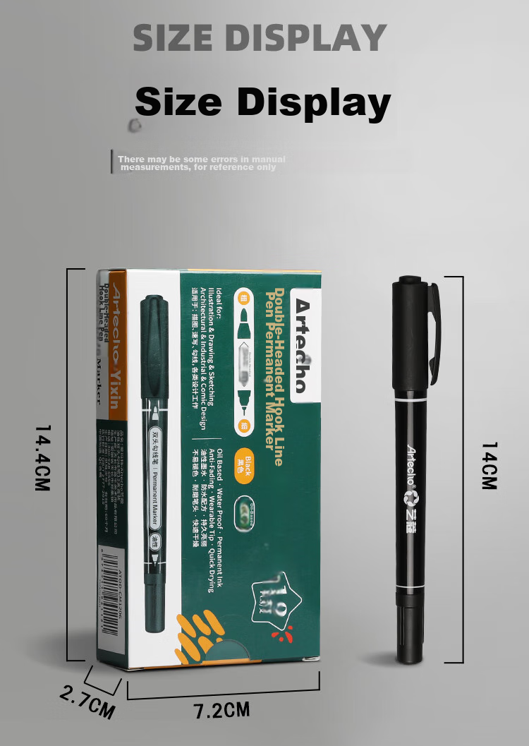 Mont Marte Yikou Series, Dual-Tip Markers Twelve-Pack, Art Student-Specific Black Outline Pens, Waterproof And Oil-Resistant, Quick-Drying Fine Tip Drawing Markers ATOD-CM1206 Art Sketching 16
