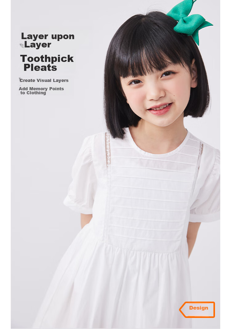 QQ DUCK Girls' Dress, Children's Summer Princess Skirt, Youth Holiday Performance Dress, White Clothing 3