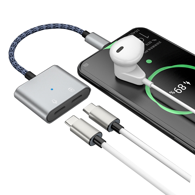 JOWOYE Huawei Apple 17/18 Phone Adapter Clip Microphone Type-C Earphone Converter Xiaomi Samsung IPad Pro/Air Mini 6 Gaming Voice 60W Fast Charging