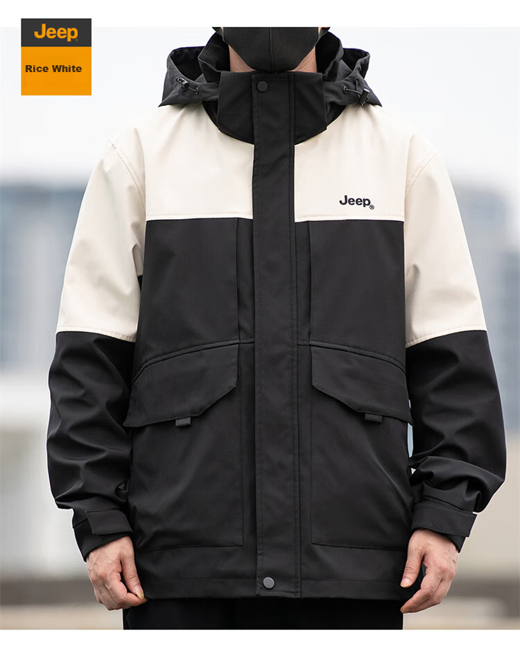 JEEP Men's Hooded Jacket, Spring And Autumn Season, Loose-Fit Trendy Casual Clothing for Men, Army Green, Size M 17