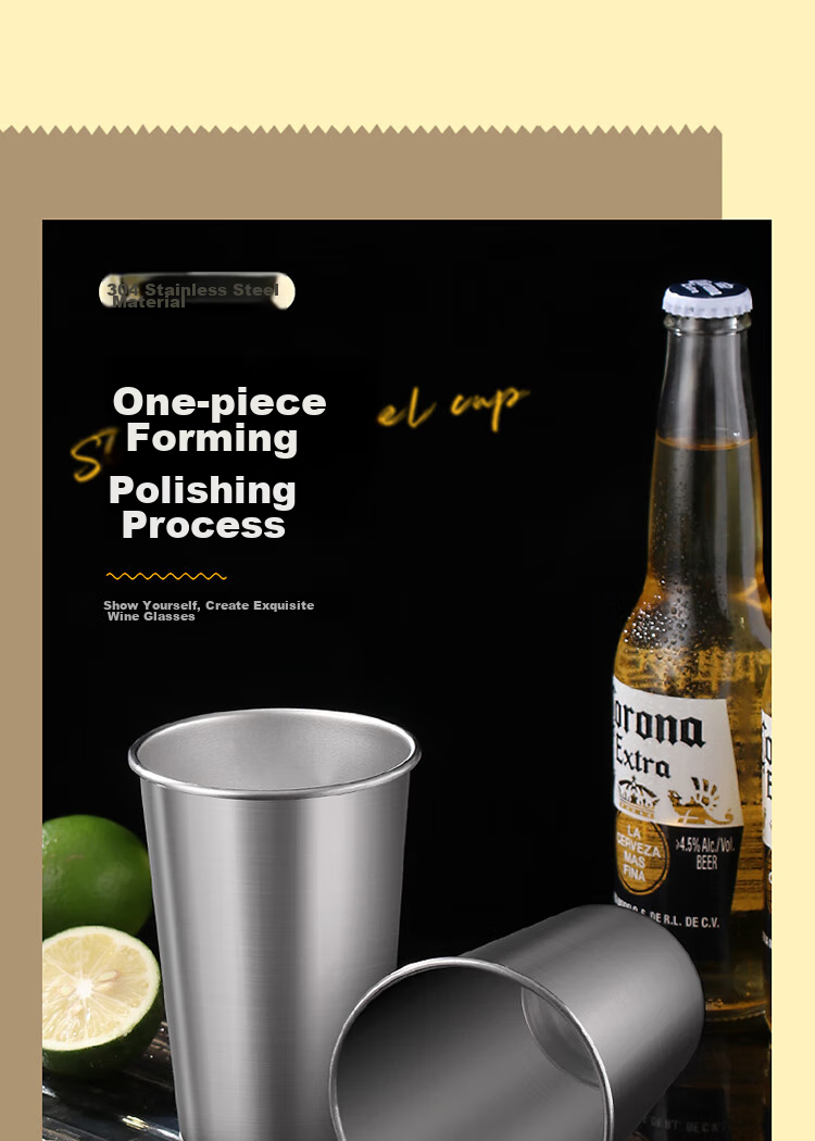 BJ 304 Double-Layer Cup, Stainless Steel Step Cup, Korean-Style Beer Mug, Coffee Cup, Stainless Steel Water Cup, 260ml Single Piece 3