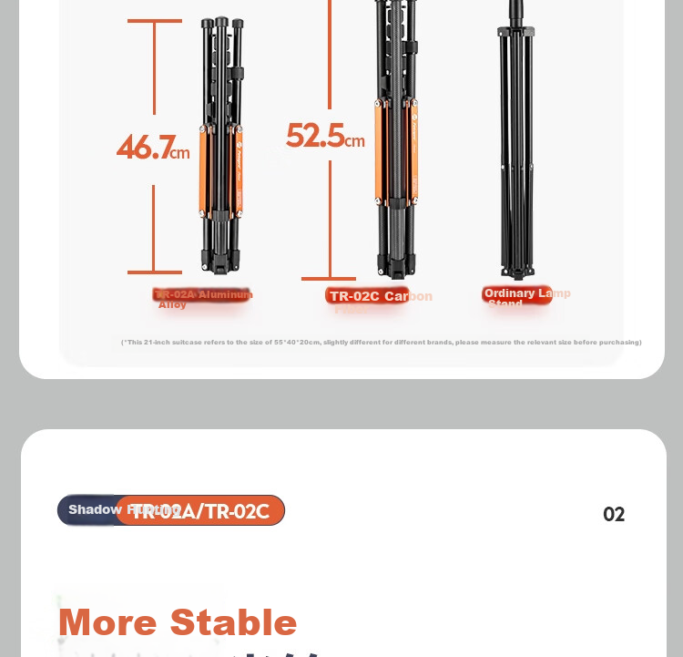 Fotopro TR-02A Portable Reverse Folding Aluminum Alloy Tripod, Photography Studio Stand, Photo LED Host Light Stand, Studio Light Tripod 6