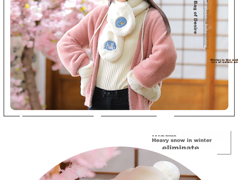 677888 [Gift Box] Three-Piece Set: Hat, Scarf, Women's Gloves And Neck Warmer for Autumn And Winter 2026 New Style Birthday Gift for Girls 14