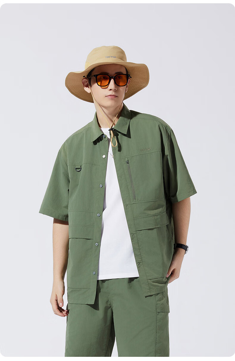 TECTOP Short-Sleeve Shirt, Outdoor Casual T-Shirt Top, Men's Lightweight Shirt, 2422267CS Men's Style, Olive Green, XL 5
