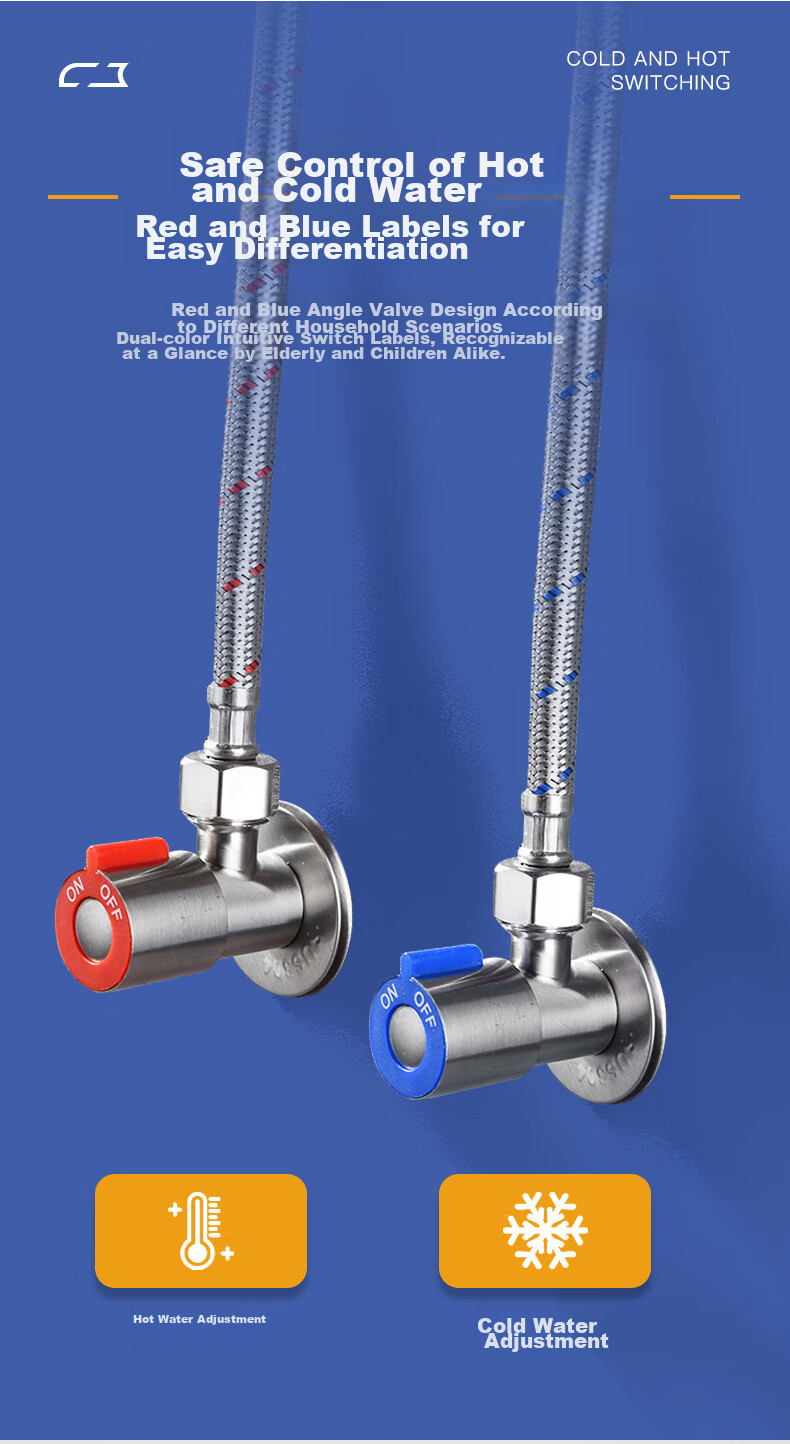 KEGOO K06641 Angle Valve, 304 Stainless Steel Triangular Valve, Cold And Hot Water Compatible Angle Valve, 1/2 Inch 5