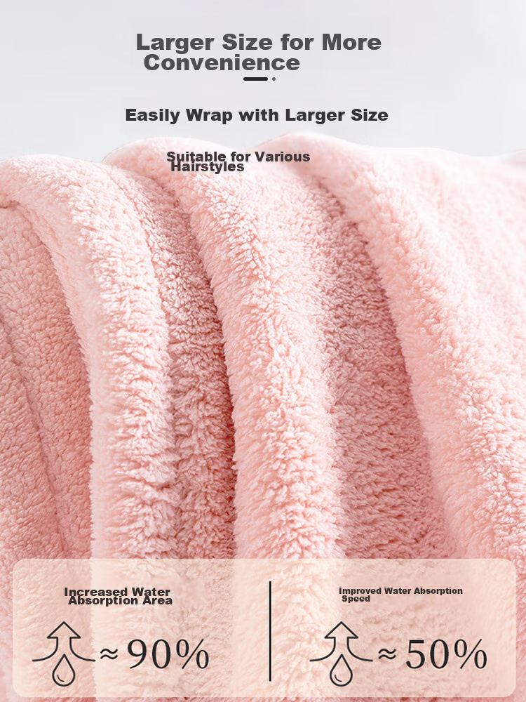 9I9 Children's Hair Drying Cap Towel, Baby Bath Cap, Thick Coral Fleece Hair Drying Towel, Absorbent Quick-Dry A266 Pink 6