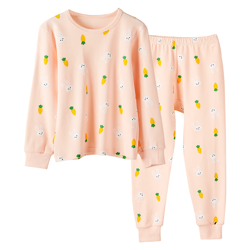 LangSha Children's Underwear Set, Girls' Autumn Top And Pants, Antibacterial Pure Cotton, Youth Autumn And Winter Warm Pajamas, Cotton Sweater, Size 120