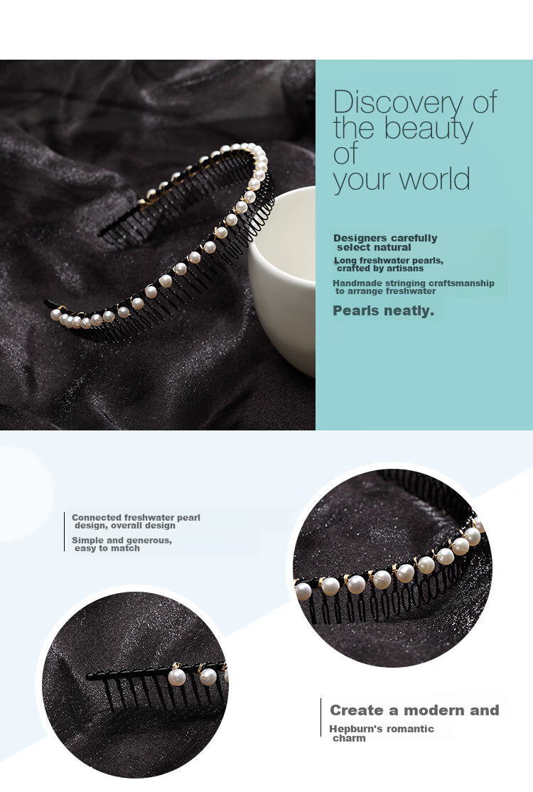 CHIMERA Freshwater Pearl Headband Hairpin for Women, French-Style Bangs Hairband, High-End Hair Accessory, Mid-Autumn Festival Gift 3