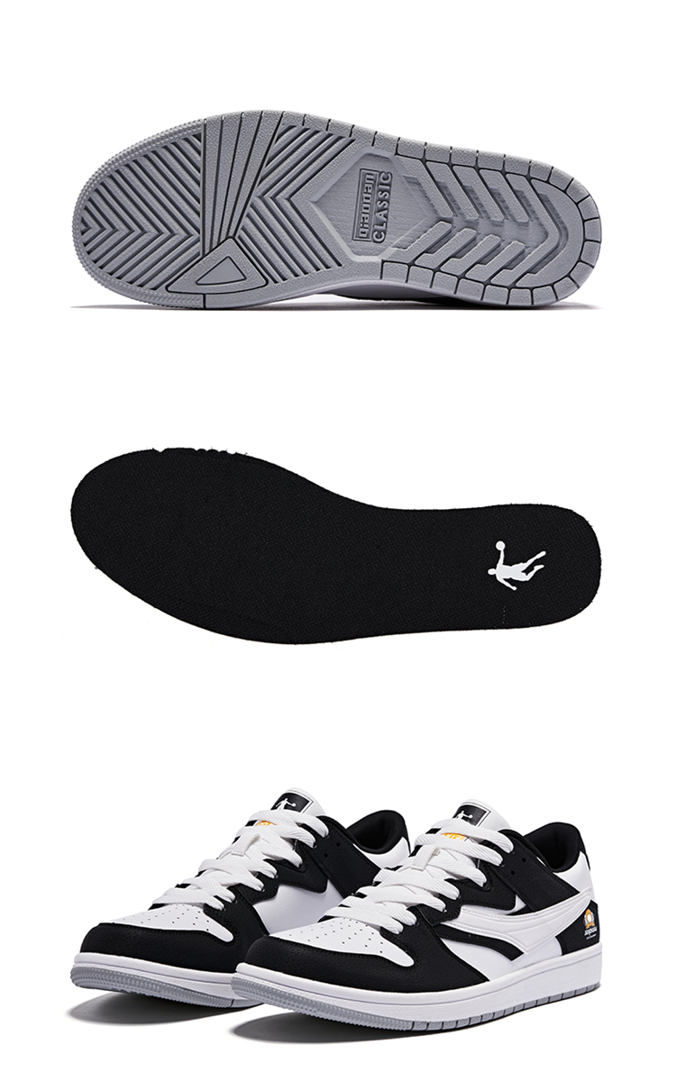 QIAODAN Men's Skateboard Shoes, Summer Low-Top Panda Trendy Versatile Non-Slip Casual Sneakers 30