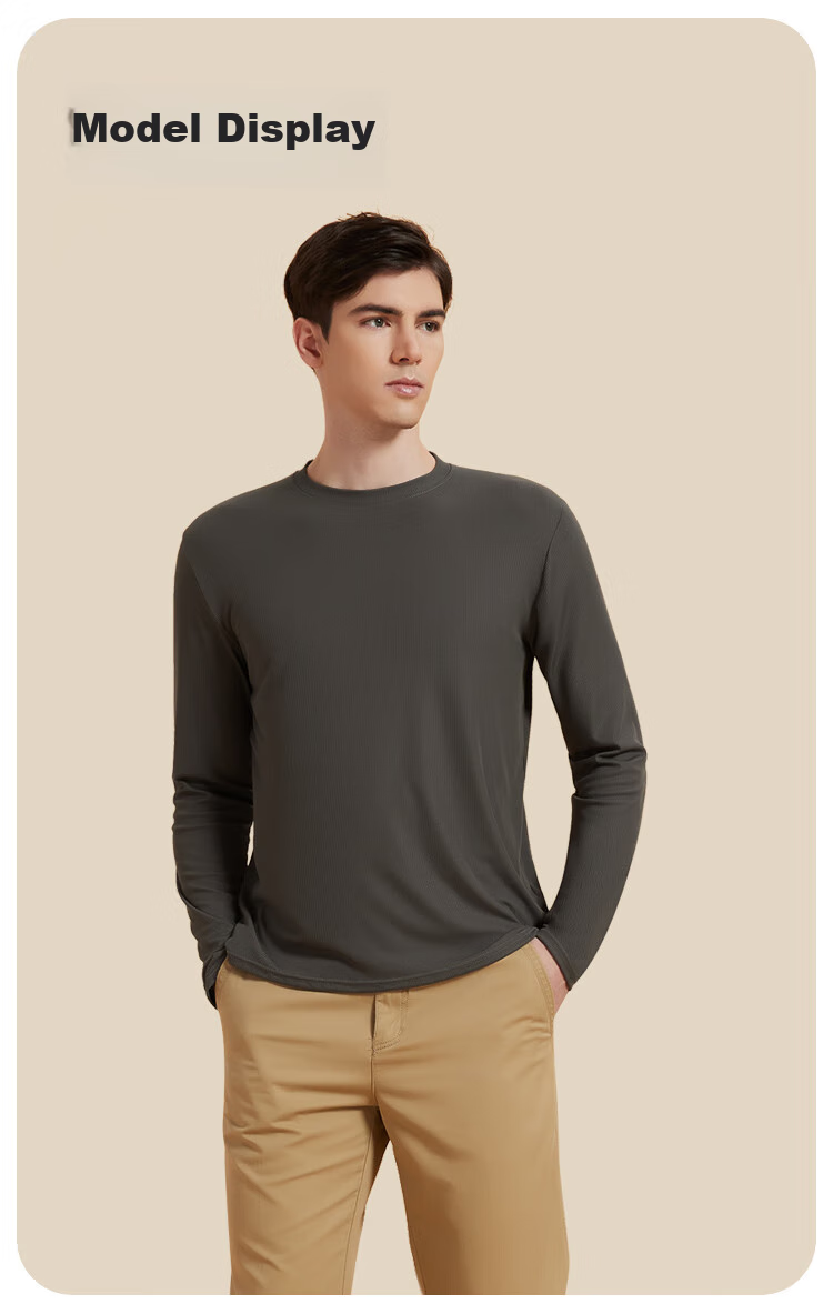 MiiOW 2024 New Ribbed Men's Base Layer, Semi-Turtleneck, 7A Antibacterial, Autumn And Winter Inner Wear, Draping Top, Black, Size L 18