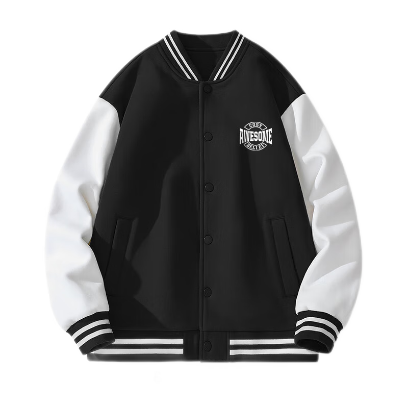 Baleno Baseball Jacket for Men And Women, Autumn College Style Cardigan, Trendy Color-Block Versatile Loose-Fitting Sports Coat