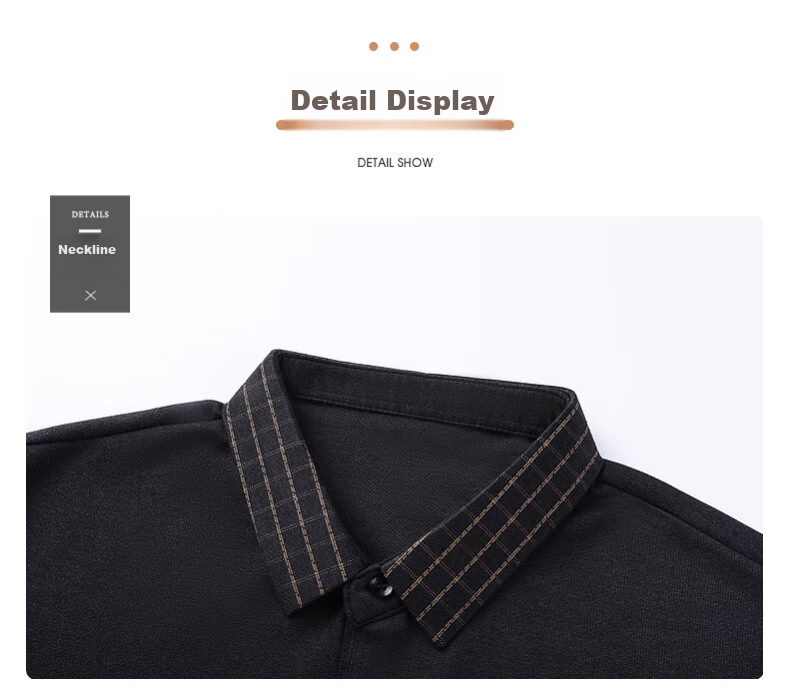 Baocaiyang Middle-Aged And Elderly Long-Sleeve T-Shirt for Men, Spring And Autumn Dad's Wear, Loose Casual Polo Undershirt, Elderly Grandfather's Top Clothing 18