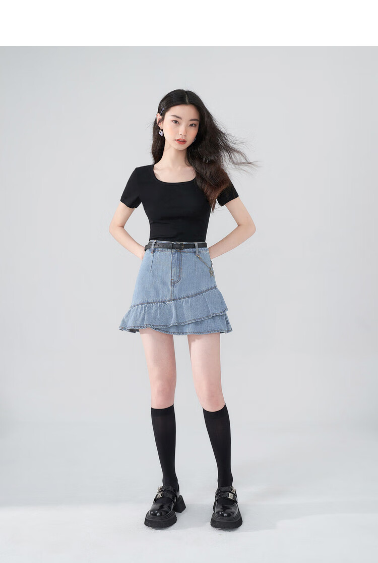 TUCANO Pure Cotton Regular Shoulder Short Sleeve T-Shirt for Women, Summer New Style Square Neck Simple Casual Slimming Top Undershirt, Black, 2XL 6
