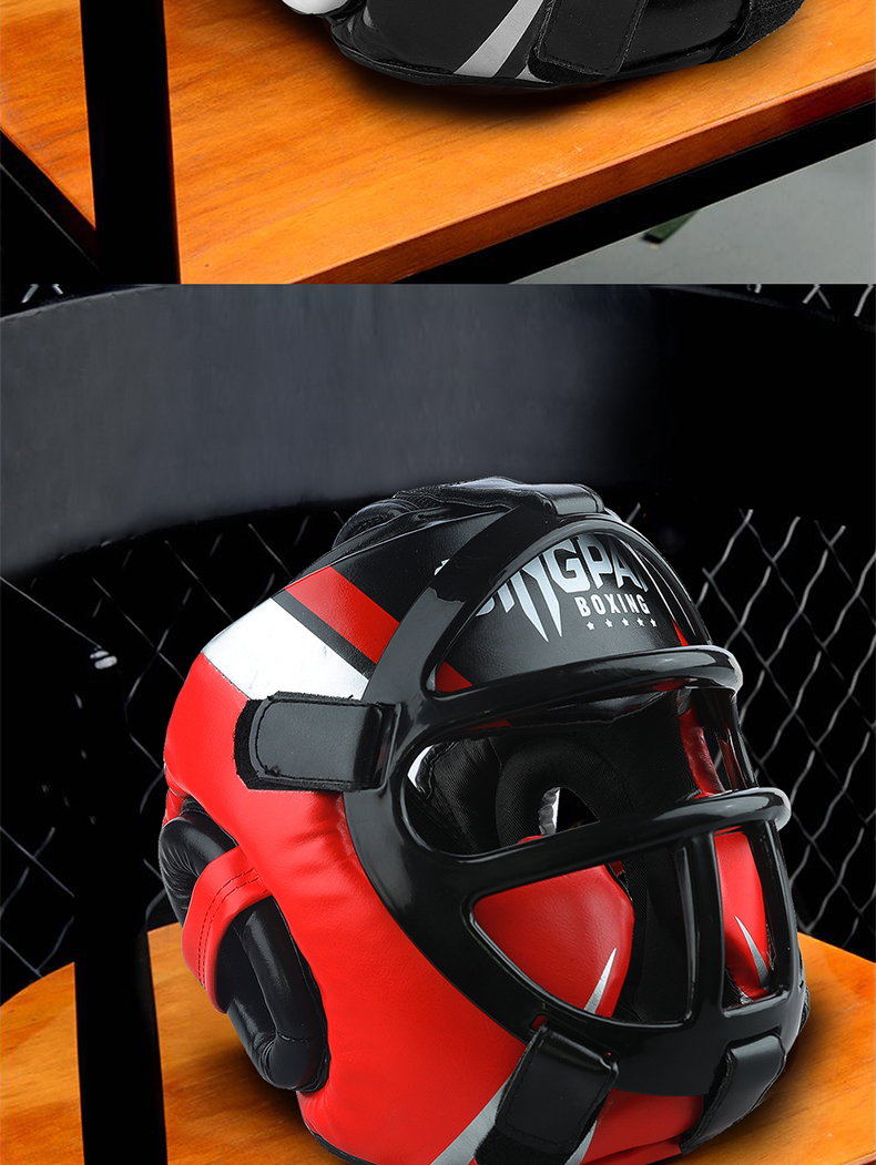 Jingpai Fully Enclosed Boxing Helmet, Adult And Children's Face Guard, Head Protector for Sanda And Taekwondo, Red, Size S 9