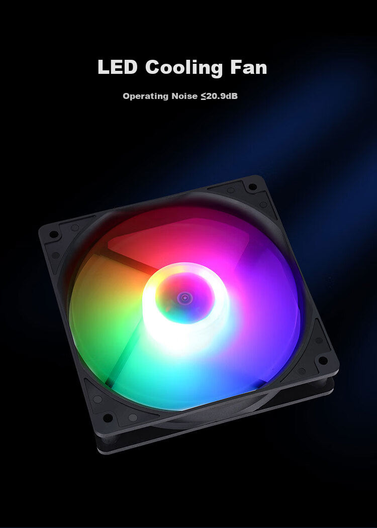 SAMA Ice Crystal 1S 12cm Case Cooling Fan, Hydraulic Bearing, Tri-Color Lighting, Axial Illumination, LED Cooling Fan, Quiet Low Noise, Large 4D Interface 6