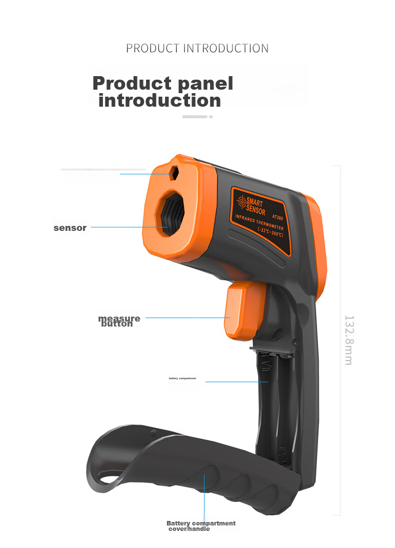 Xima AT380 Infrared Thermometer, Industrial Temperature Gun, Baking Oil And Water Temperature Measurement, Object Temperature Measurement 10