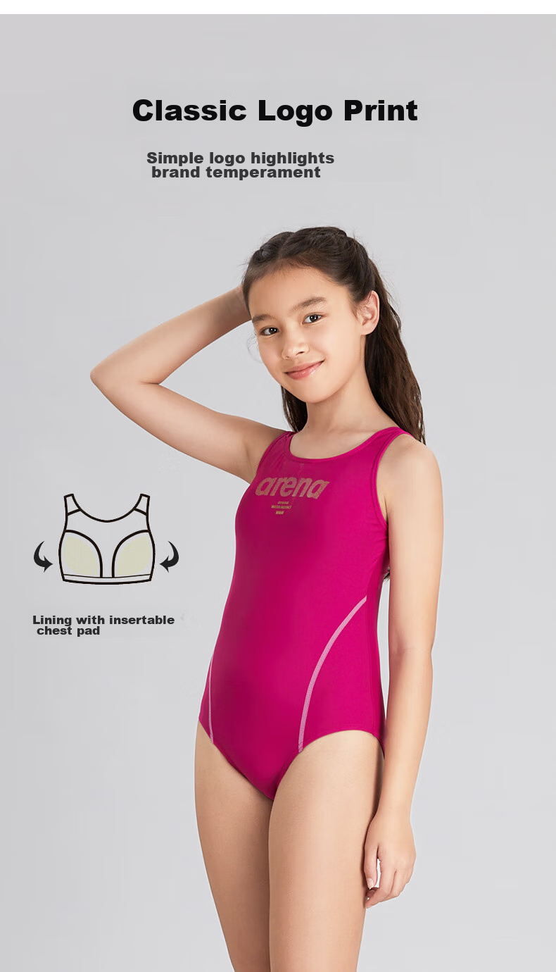 Arena Children's Sleeveless Triangle Swimsuit, Chlorine-Resistant, Sun Protection, Quick-Drying, Professional Fitness Training Swimwear 3