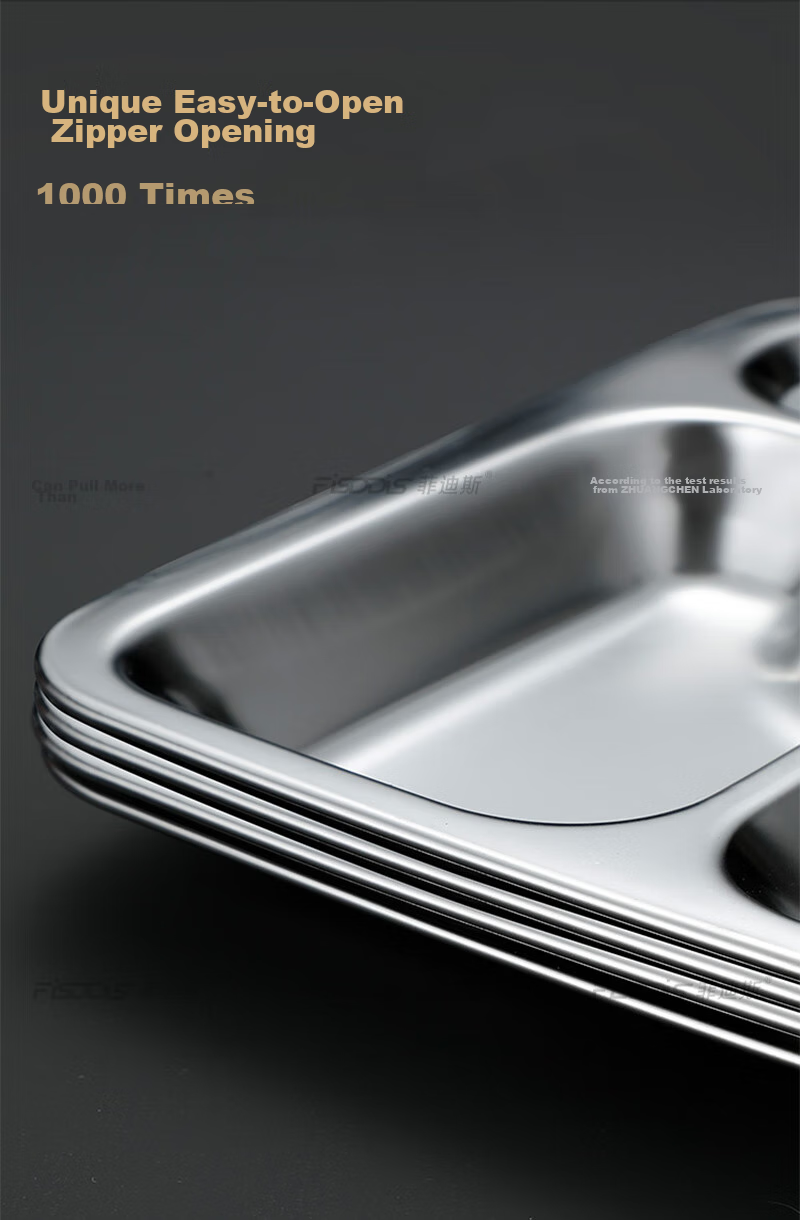 FISDDIS304 Stainless Steel 6-Compartment Commercial Fast Food Tray 350g 14